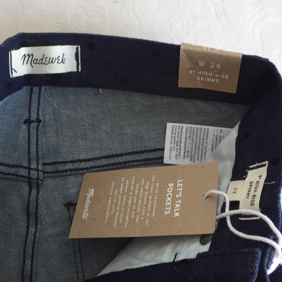 Madewell 9” Skinny Jeans in Flocked Dots - Picture 8 of 8